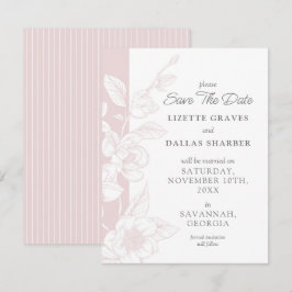 Sparen de Datum Magnolia Blush Southern Wedding Ka Kaart
