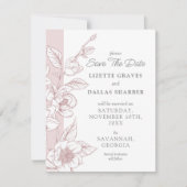 Sparen de Datum Magnolia Blush Southern Wedding Ka Kaart (Voorkant)