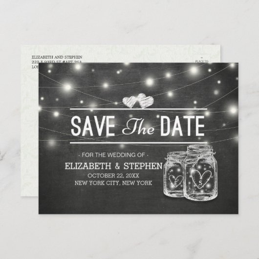 Sparen de Datum Mason karton van het Koord van de Aankondigingskaart (Voorkant / Achterkant)