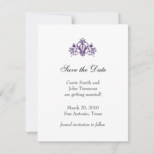 Sparen de Datum met Baroque Motif Kaart (Voorkant)