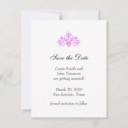 Sparen de Datum met Baroque Motif Save The Date (Voorkant)