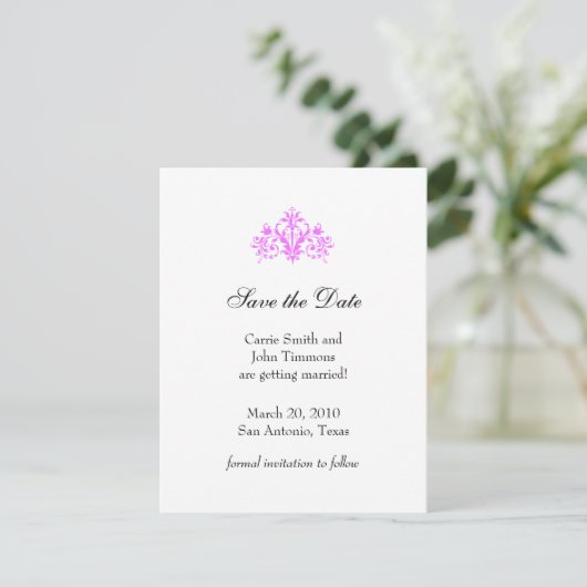 Sparen de Datum met Baroque Motif Save The Date (Staand voorkant)