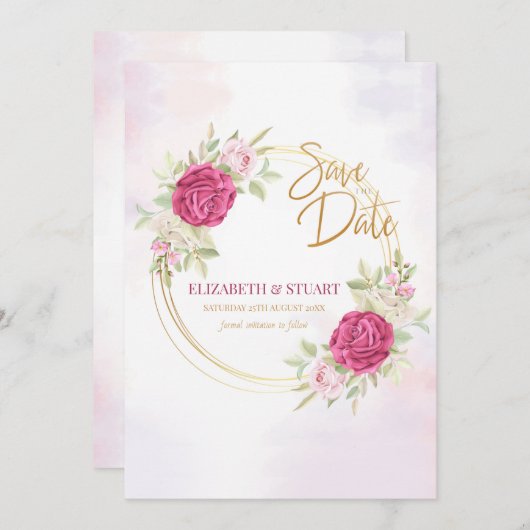 Sparen de Datum met de Aankondiging van Rozen (Voorkant / Achterkant)