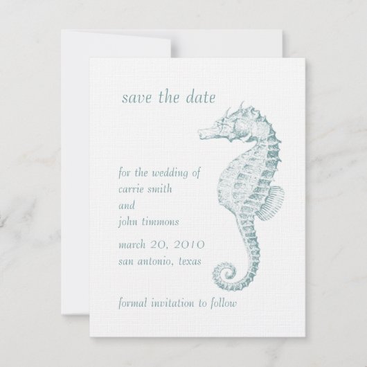 Sparen de Datum met de Blauwe Horse van het Zee Save The Date (Voorkant)