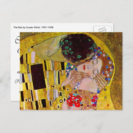 Sparen de Datum met de Kus door Gustav Klimt Aankondigingskaart (Voorkant / Achterkant)