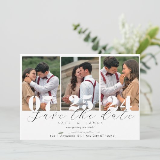 Sparen de datum met de sjabloon van de QR-code Kaart (Staand voorkant)