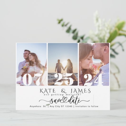 Sparen de datum met de sjabloon van de QR-code Kaart (Staand voorkant)