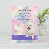 Sparen de Datum met de Witte Dog van de Stomme Kaart (Staand voorkant)