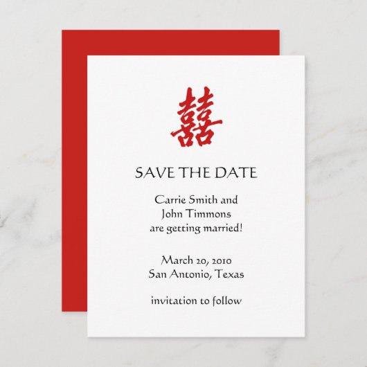 Sparen de Datum met Dubbel Geluk Save The Date (Voorkant / Achterkant)