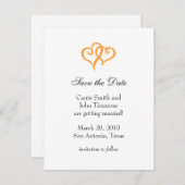 Sparen de Datum met Eenvoudig Oranje Hart Save The Date (Voorkant / Achterkant)