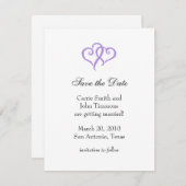 Sparen de Datum met Eenvoudig Paars Hart Save The Date (Voorkant / Achterkant)