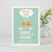 Sparen de Datum met het zoenen Vis Save The Date (Staand voorkant)