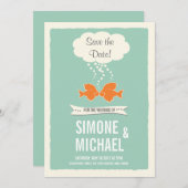 Sparen de Datum met het zoenen Vis Save The Date (Voorkant / Achterkant)