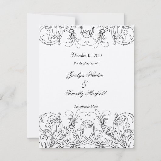 Sparen de Datum met Ondoorzichtig Lijst Save The Date (Achterkant)