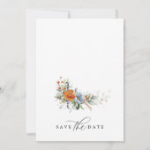 Sparen de Datum met Oranje en Blauwe Bloemen Save The Date (Achterkant)