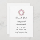 Sparen de Datum met Roze Floral Wreate Kaart (Voorkant / Achterkant)