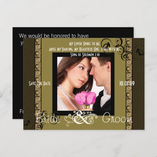 Sparen de Datum met Uw Foto Aankondigingskaart (Voorkant / Achterkant)