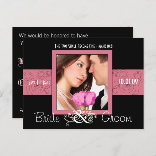 Sparen de Datum met Uw Foto Aankondigingskaart (Voorkant / Achterkant)