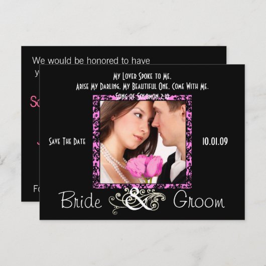 Sparen de Datum met Uw Foto Aankondigingskaart (Voorkant / Achterkant)