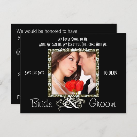 Sparen de Datum met Uw Foto Aankondigingskaart (Voorkant / Achterkant)