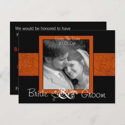 Sparen de Datum met Uw Foto Aankondigingskaart (Voorkant / Achterkant)