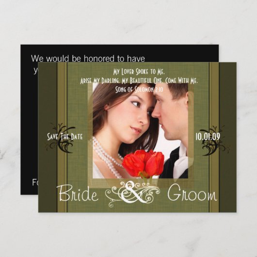 Sparen de Datum met Uw Foto Aankondigingskaart (Voorkant / Achterkant)