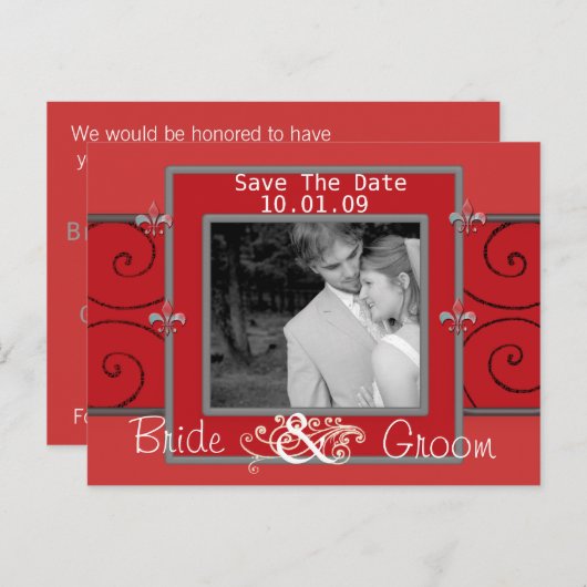 Sparen de Datum met Uw Foto Aankondigingskaart (Voorkant / Achterkant)