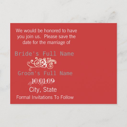 Sparen de Datum met Uw Foto Aankondigingskaart (Achterkant)