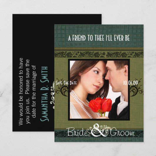 Sparen de Datum met Uw Foto Aankondigingskaart (Voorkant / Achterkant)