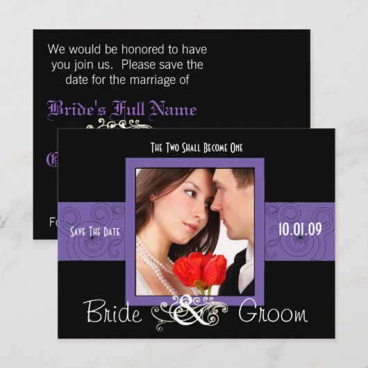 Sparen de Datum met Uw Foto Aankondigingskaart (Voorkant / Achterkant)