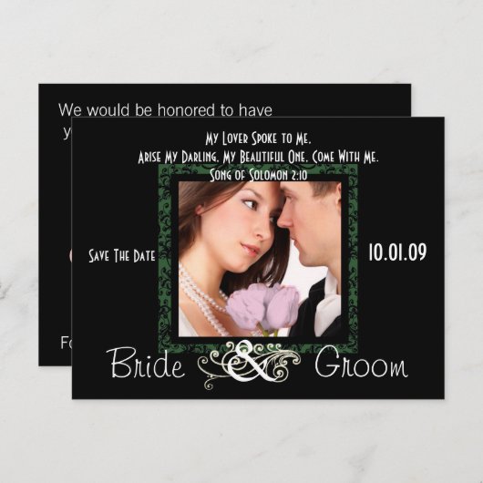 Sparen de Datum met Uw Foto Aankondigingskaart (Voorkant / Achterkant)