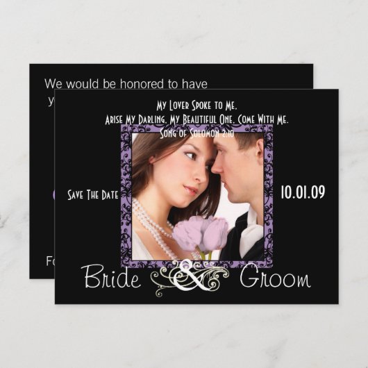 Sparen de Datum met Uw Foto Aankondigingskaart (Voorkant / Achterkant)