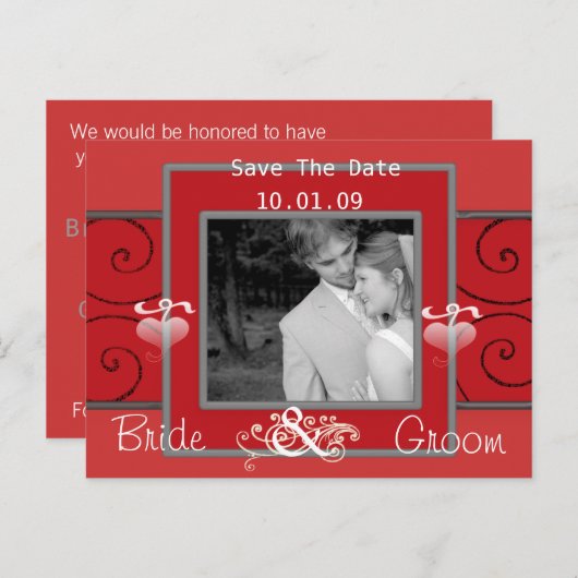 Sparen de Datum met Uw Foto Aankondigingskaart (Voorkant / Achterkant)