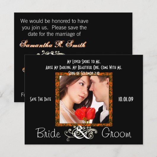 Sparen de Datum met Uw Foto Aankondigingskaart (Voorkant / Achterkant)