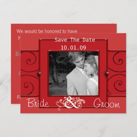 Sparen de Datum met Uw Foto Aankondigingskaart (Voorkant / Achterkant)