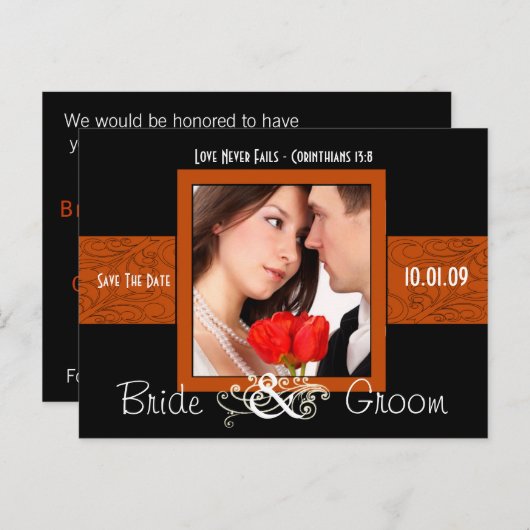 Sparen de Datum met Uw Foto Aankondigingskaart (Voorkant / Achterkant)