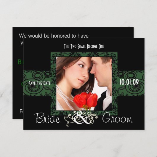 Sparen de Datum met Uw Foto Aankondigingskaart (Voorkant / Achterkant)