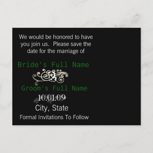 Sparen de Datum met Uw Foto Aankondigingskaart (Achterkant)