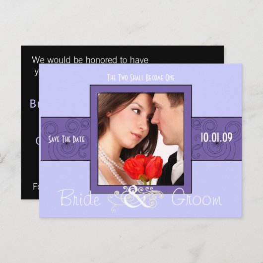 Sparen de Datum met Uw Foto Aankondigingskaart (Voorkant / Achterkant)