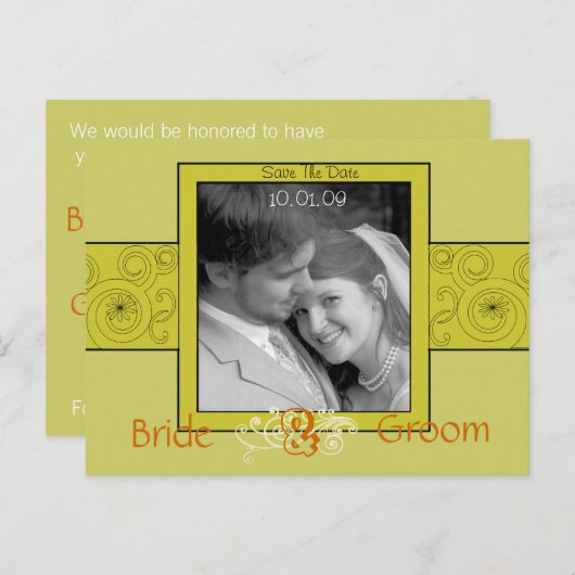 Sparen de Datum met Uw Foto Aankondigingskaart (Voorkant / Achterkant)