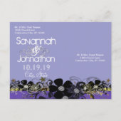 Sparen de Datum met UW Foto - Geel en Lila Aankondigingskaart (Achterkant)