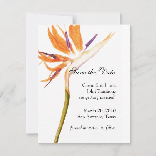 Sparen de Datum met Vogel van Paradise Save The Date (Voorkant)