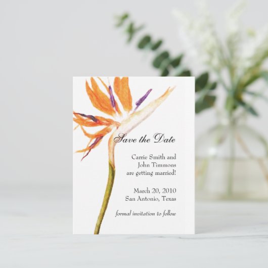 Sparen de Datum met Vogel van Paradise Save The Date (Staand voorkant)