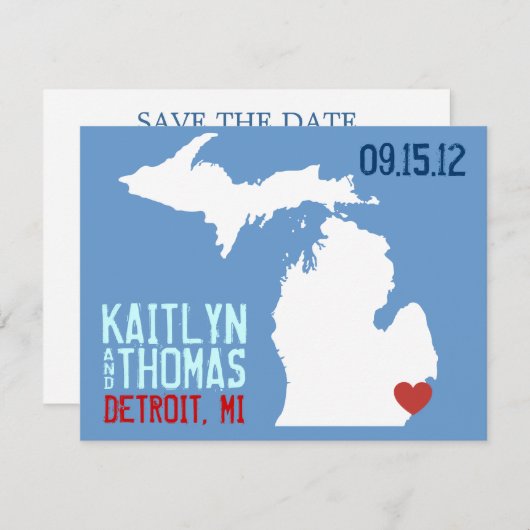 Sparen de Datum - - Michigan Save The Date (Voorkant / Achterkant)