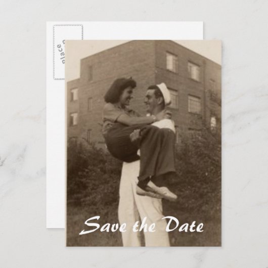 Sparen de Datum Militaire Weddenschap Aankondigingskaart (Voorkant / Achterkant)