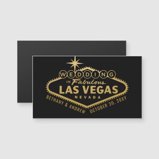 Sparen de Datum Mini Magnet voor Las Vegas Wedding (Voorkant / Achterkant)