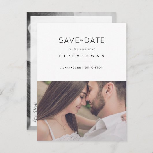 Sparen de Datum, minimalistisch Aankondigingskaart (Voorkant / Achterkant)