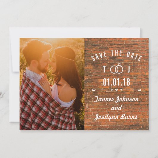 Sparen de Datum Modern Brick Foto van de Muur Save The Date (Voorkant)