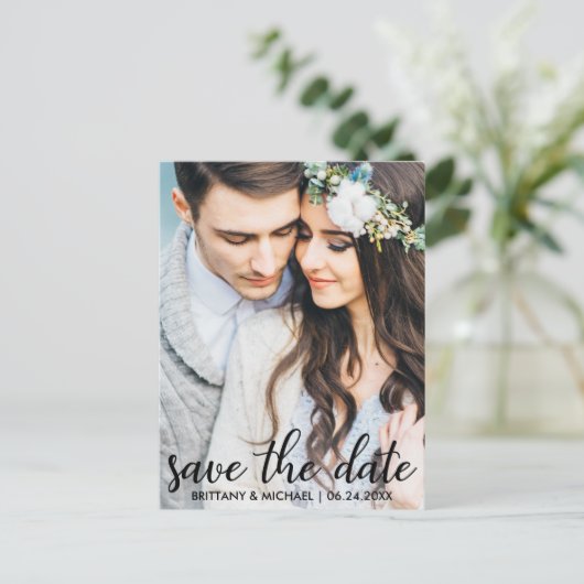 Sparen de Datum Modern Briefkaart van de Foto van (Staand voorkant)