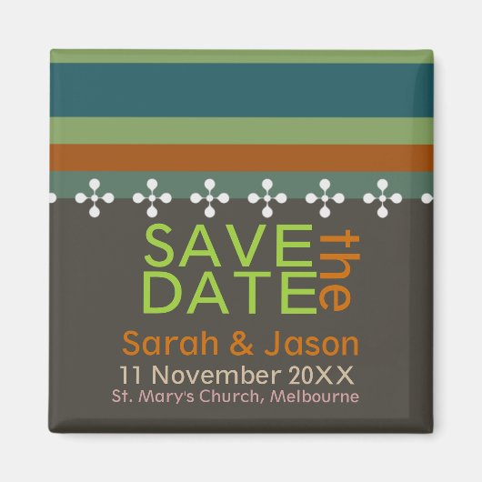 Sparen de Datum Modern Earth Stripes Magnet (Voorkant)